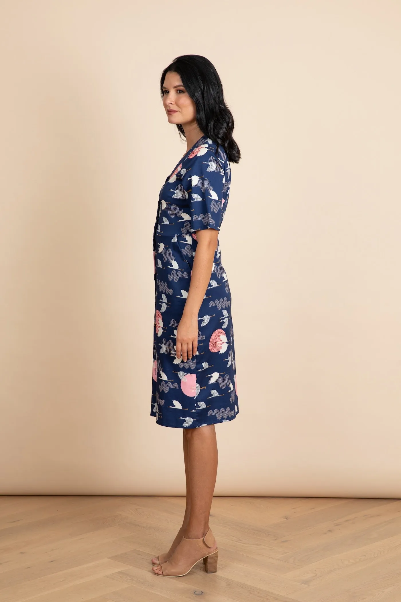 1000 CRANES V-Neck Pocket Dress