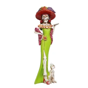 12.75" Day of the Dead Statue - Senorita with Dog