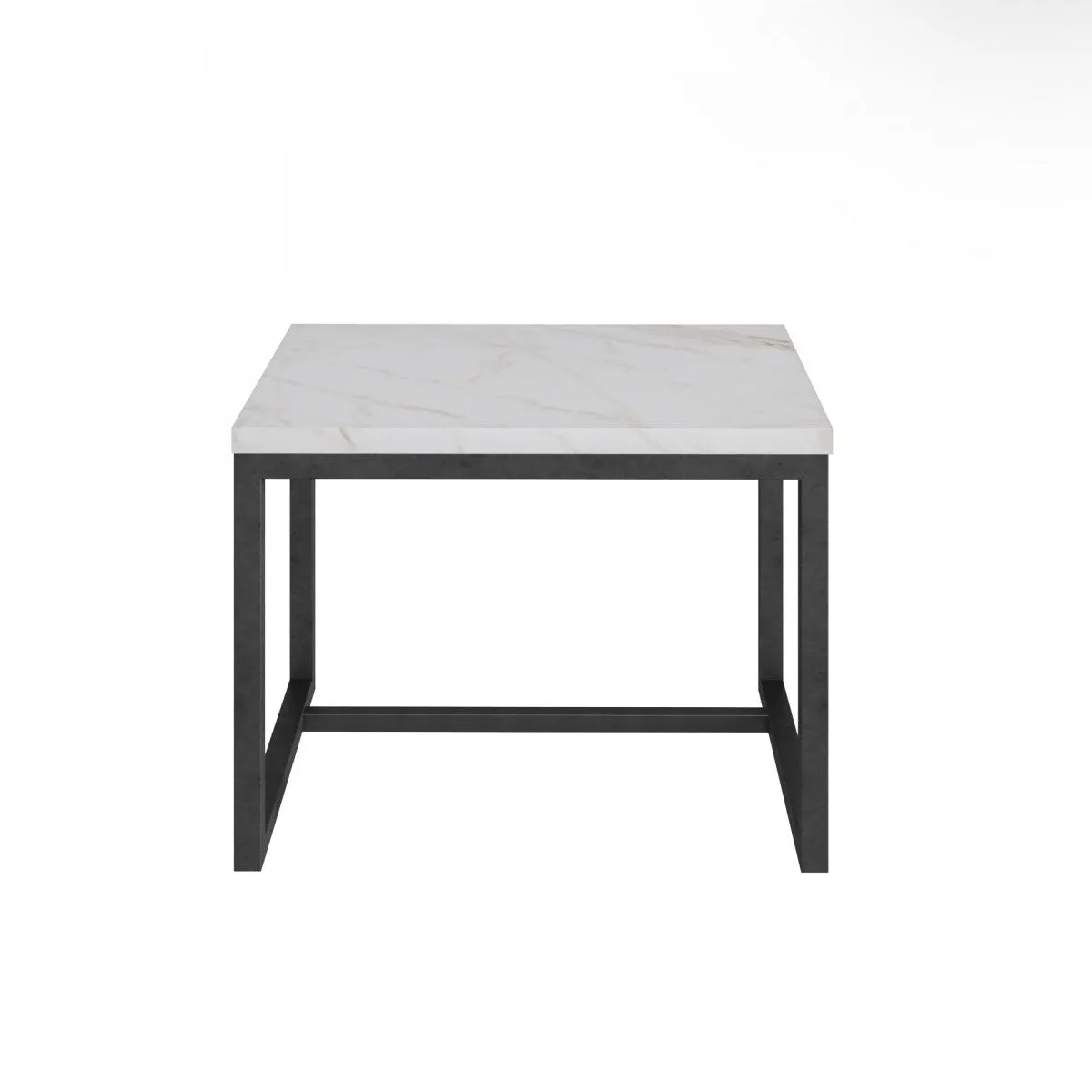 15" Black And White Stone And Metal Square End Table By Homeroots