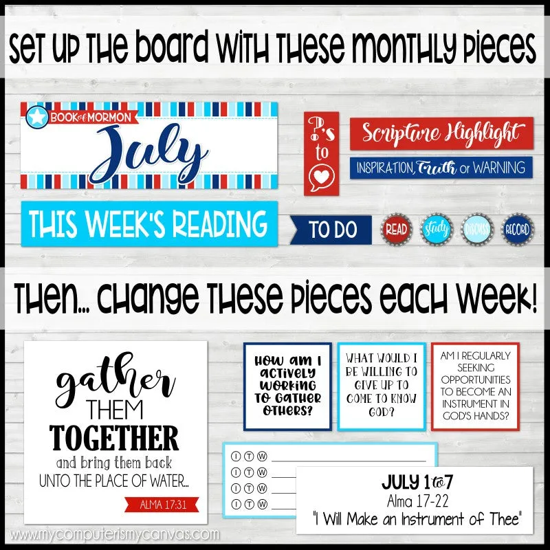 2024 CFM BOOK OF MORMON Family Bulletin Board Kit {JULY} PRINTABLE