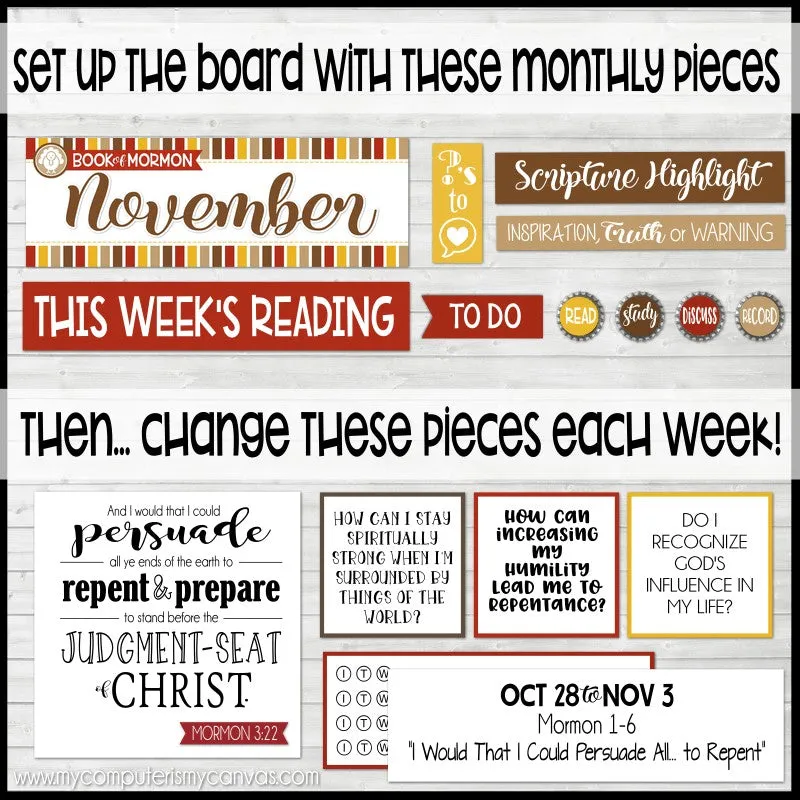 2024 CFM BOOK OF MORMON Family Bulletin Board Kit {NOVEMBER} PRINTABLE