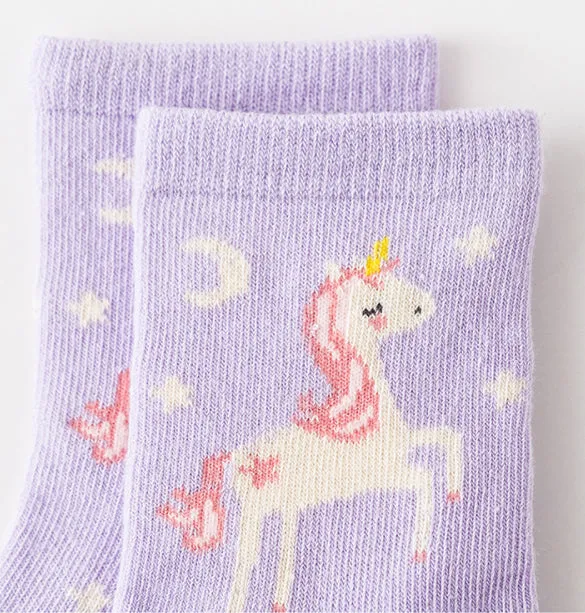 3 Pack Kids' Socks | Cotton | Purple Unicorn