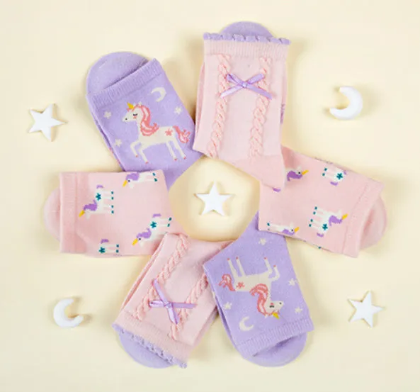 3 Pack Kids' Socks | Cotton | Purple Unicorn