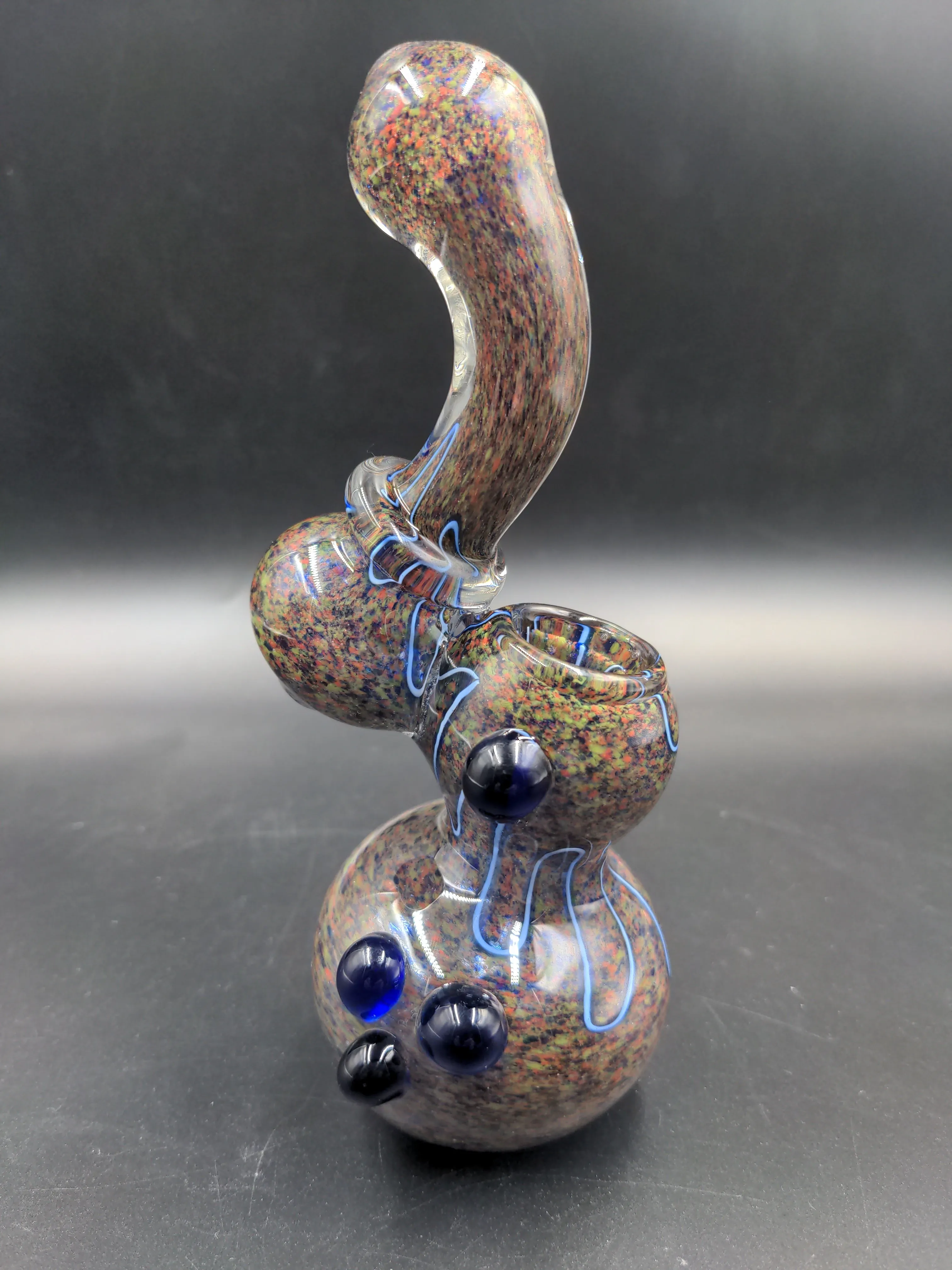 6 Blue Striped Standing Water Bubbler