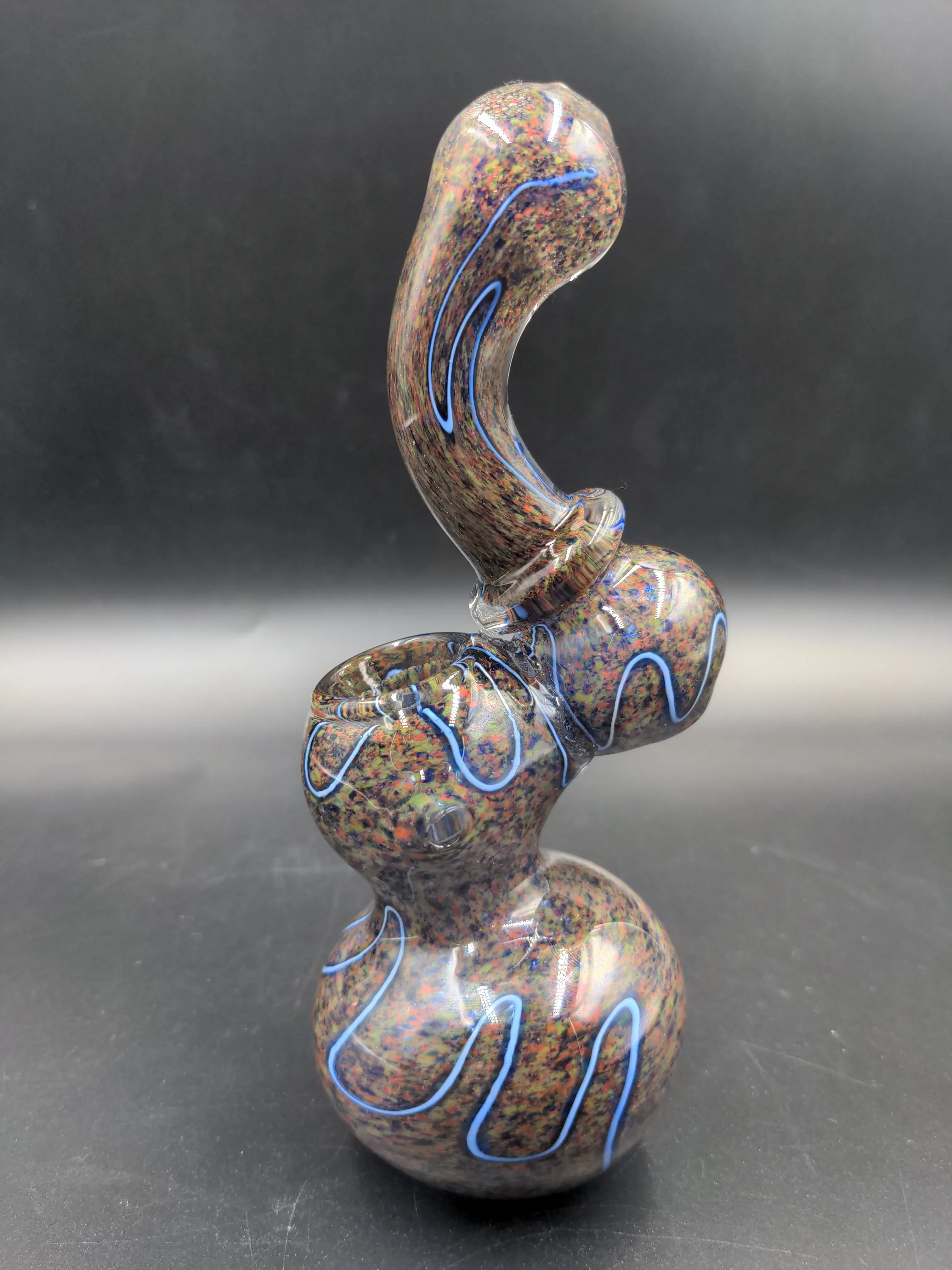 6 Blue Striped Standing Water Bubbler