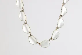 925 Silver Mother of Pearl 16.5" Necklace and Clip On Earring Set (45.64g.)