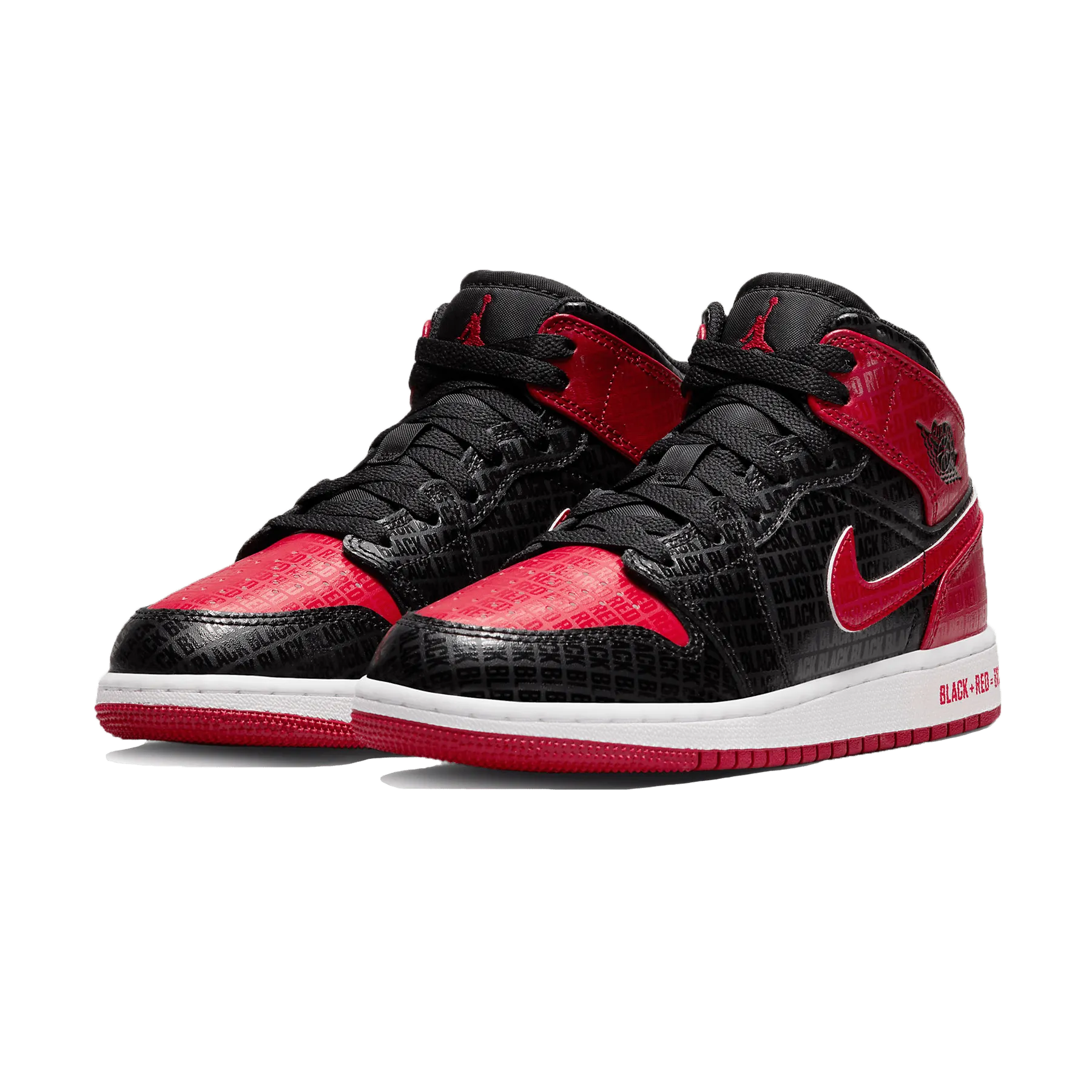 Air Jordan 1 Mid SS GS 'Black   Red = Bred'