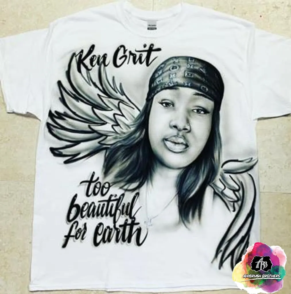 Airbrush Portrait With Wings Shirt Design