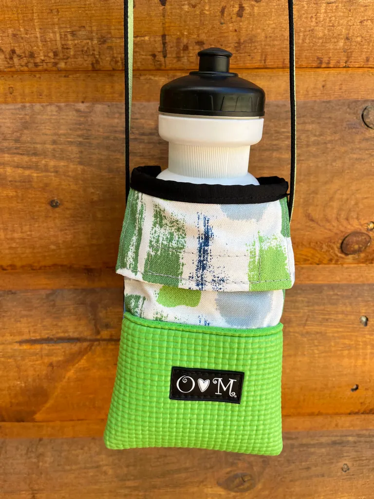 Ajax Green Water Bottle Holder & Purse-Blue/Green Fabric