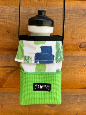 Ajax Green Water Bottle Holder & Purse-Blue/Green Fabric