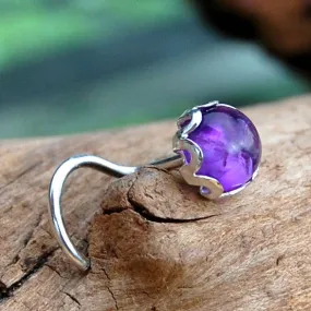 Amethyst Nose Stud Set in a Filigree of Sterling Silver