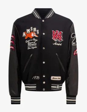 Amiri Black Vintage Patch Varsity Bomber Jacket