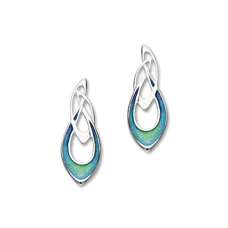 Archibald Knox Sterling Silver Drop Earrings With Enamel - EE26