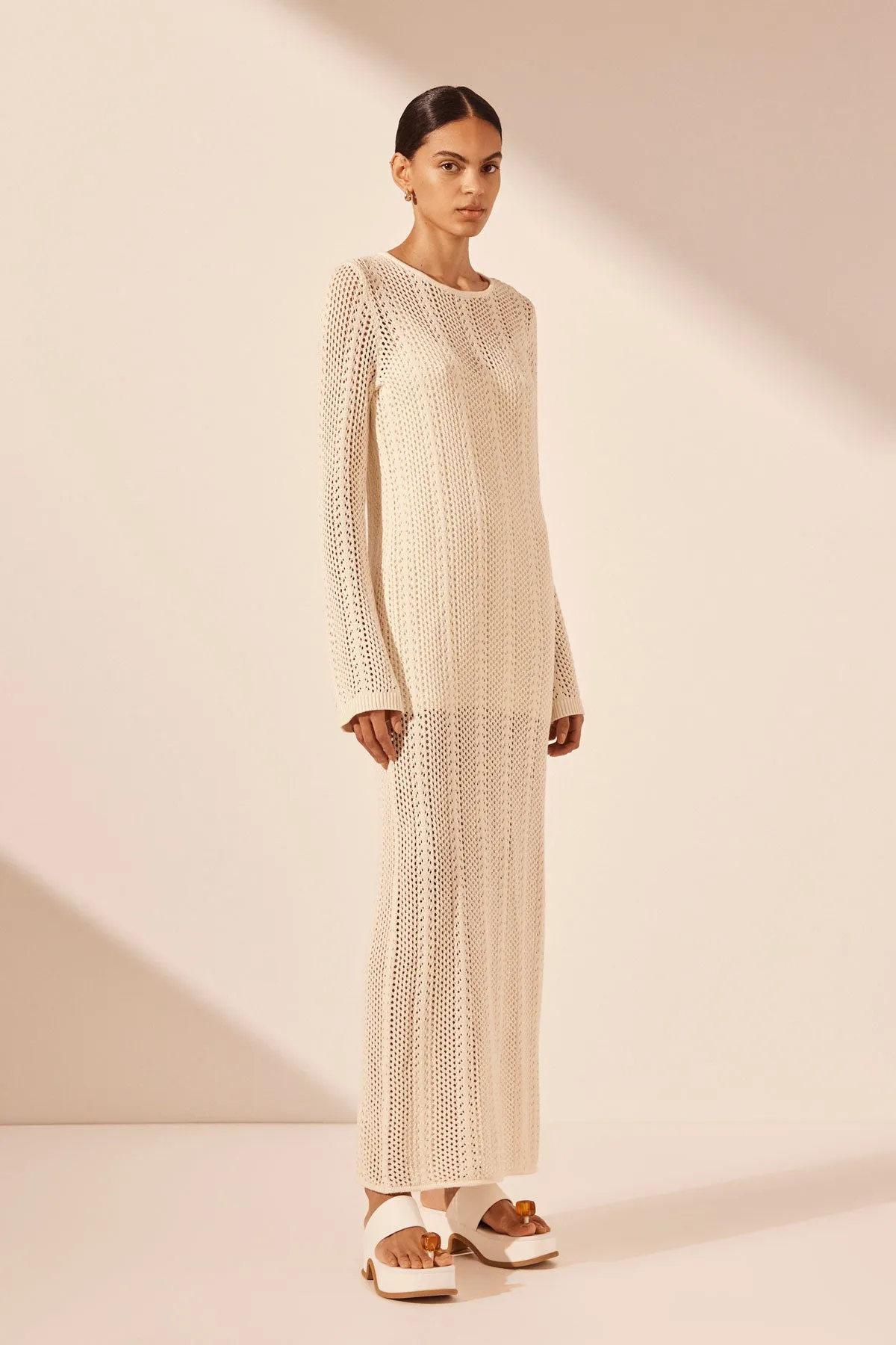 ARLO LONG SLEEVE MAXI DRESS - IVORY