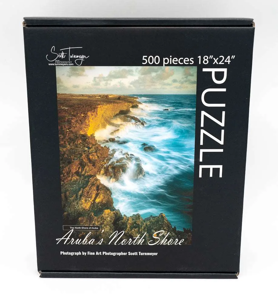 Aruba's North Shore Sunrise - 500 Piece Coastal Majesty Jigsaw Puzzle by Scott Turnmeyer