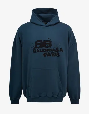 Balenciaga Blue BB Logo Oversized Hoodie