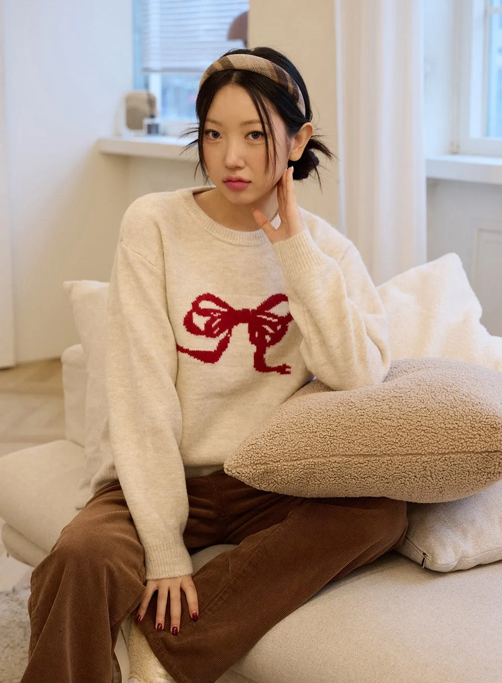 Balletcore Crew Neck Ribbon Sweater OD327