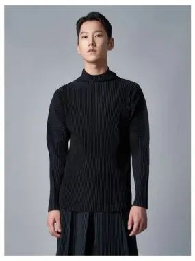 Basic high neck long sleeve t shirt black contemporary domestic product