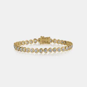 Bezel Set Heart Shape Diamond Tennis Bracelet