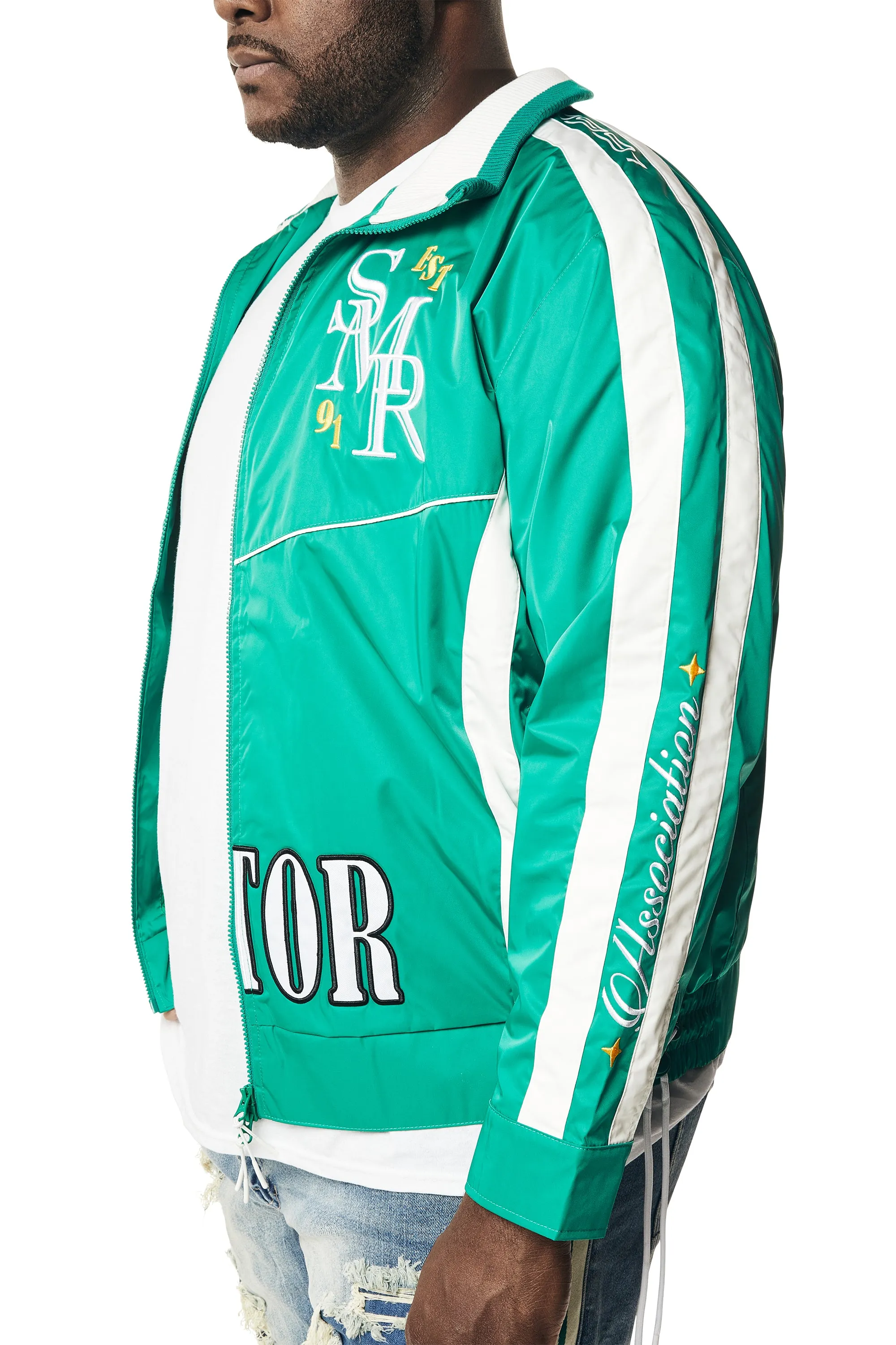 Big and Tall - Euro Racing Windbreaker Jacket - Hunter Green