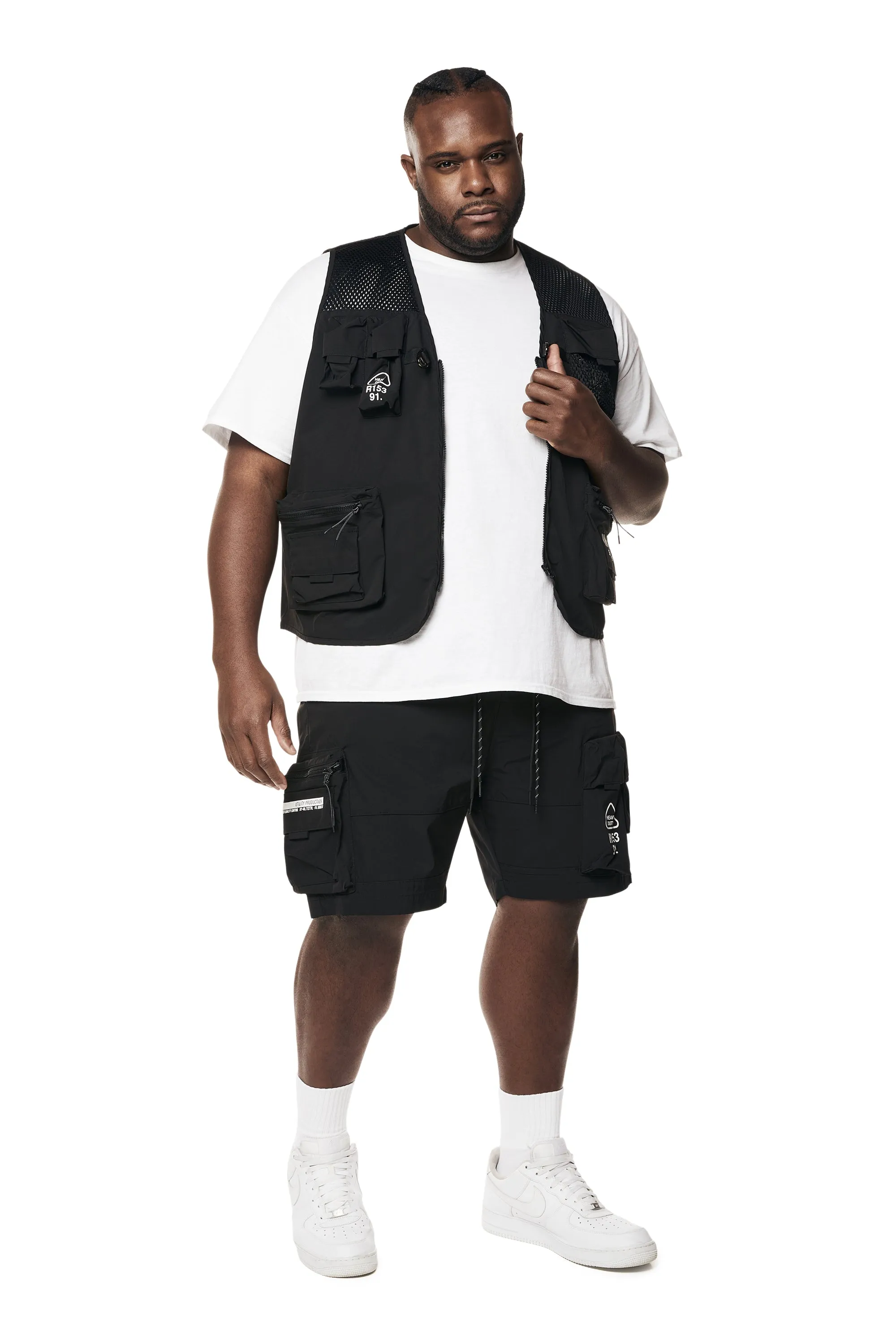 Big and Tall - Utility Windbreaker Cargo Shorts - Black