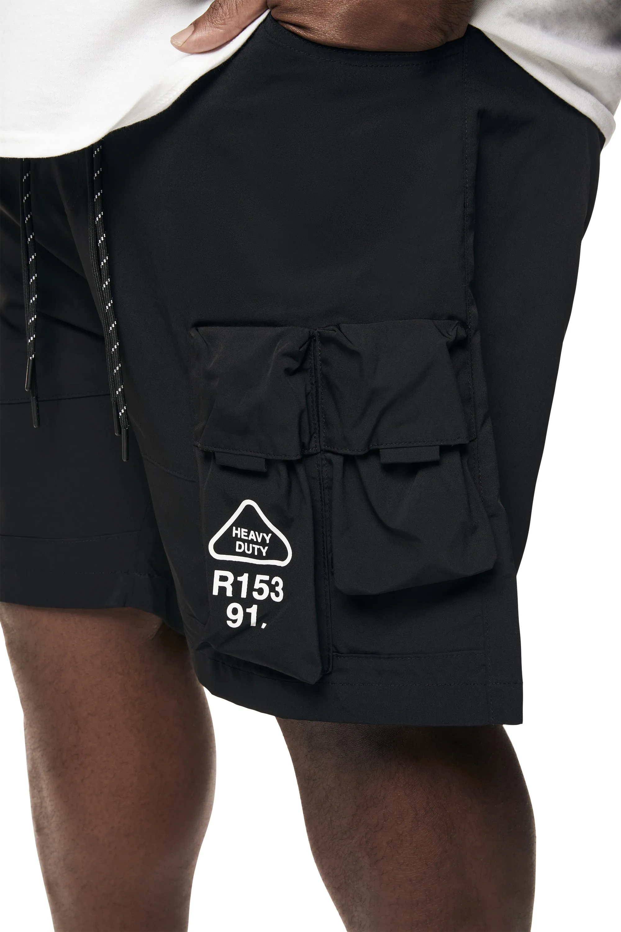 Big and Tall - Utility Windbreaker Cargo Shorts - Black