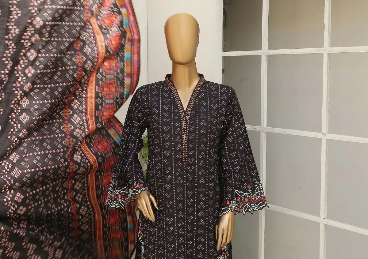 Bin Saeed Embroidered Khaddar 3 Piece Suit BIN141