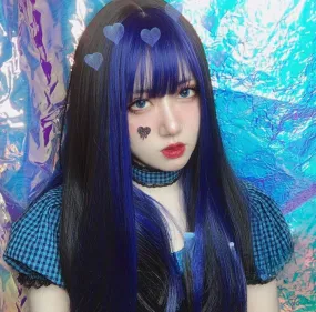 Black and blue wig  KF11033