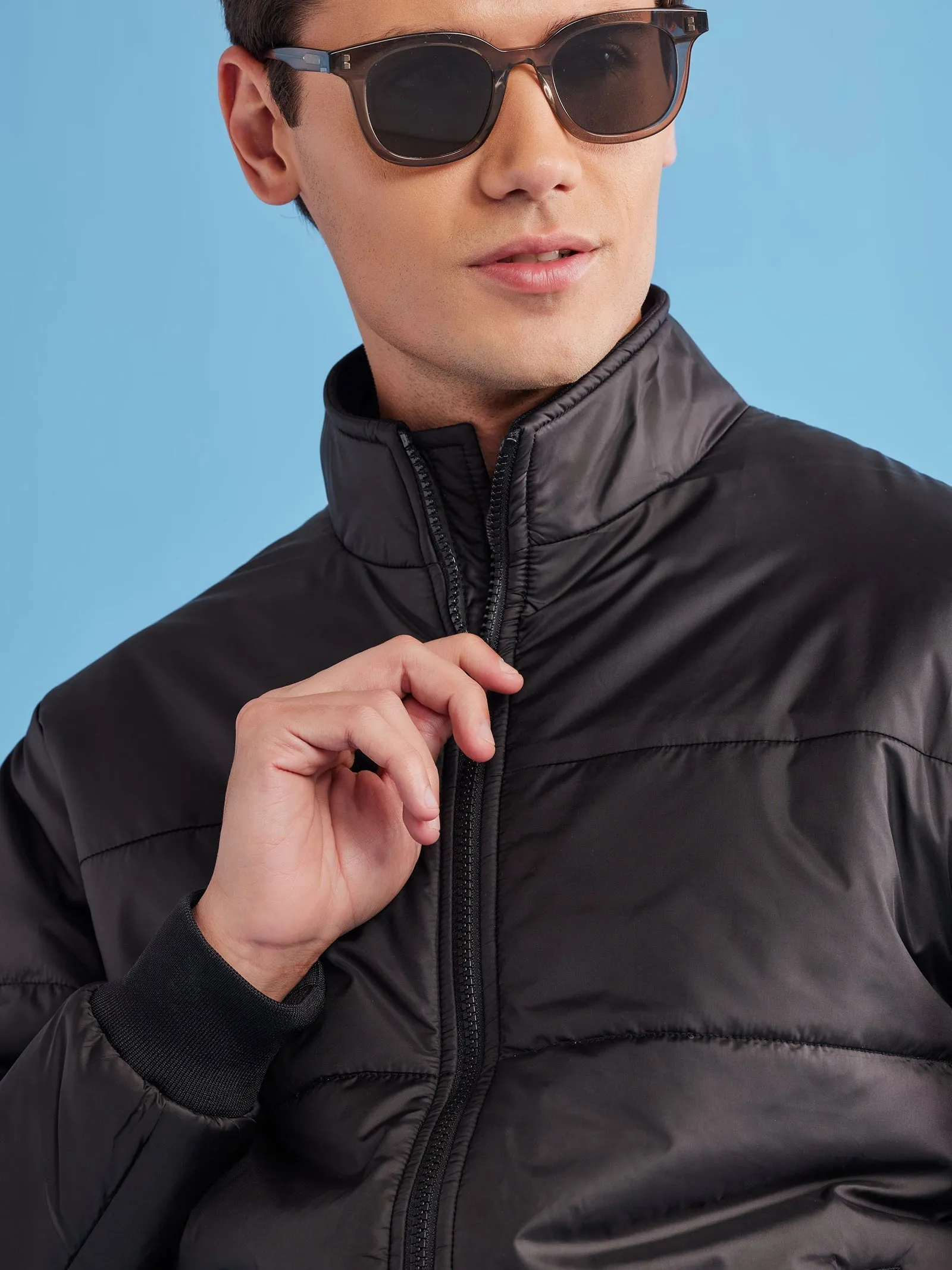 Black Quilted Packable Jacket