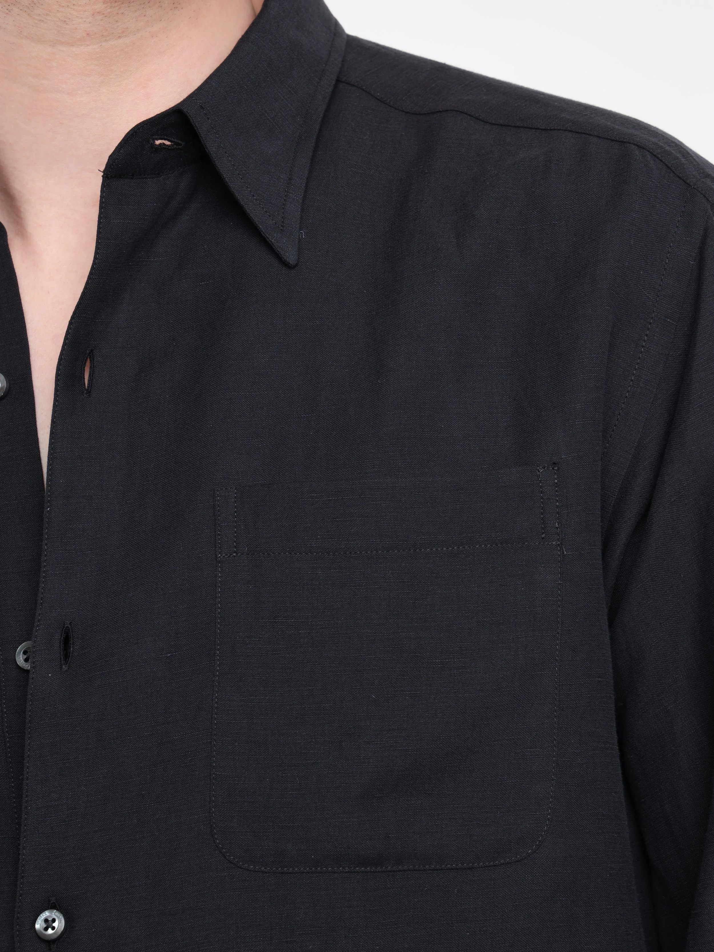 Black Silk-Linen Shirt