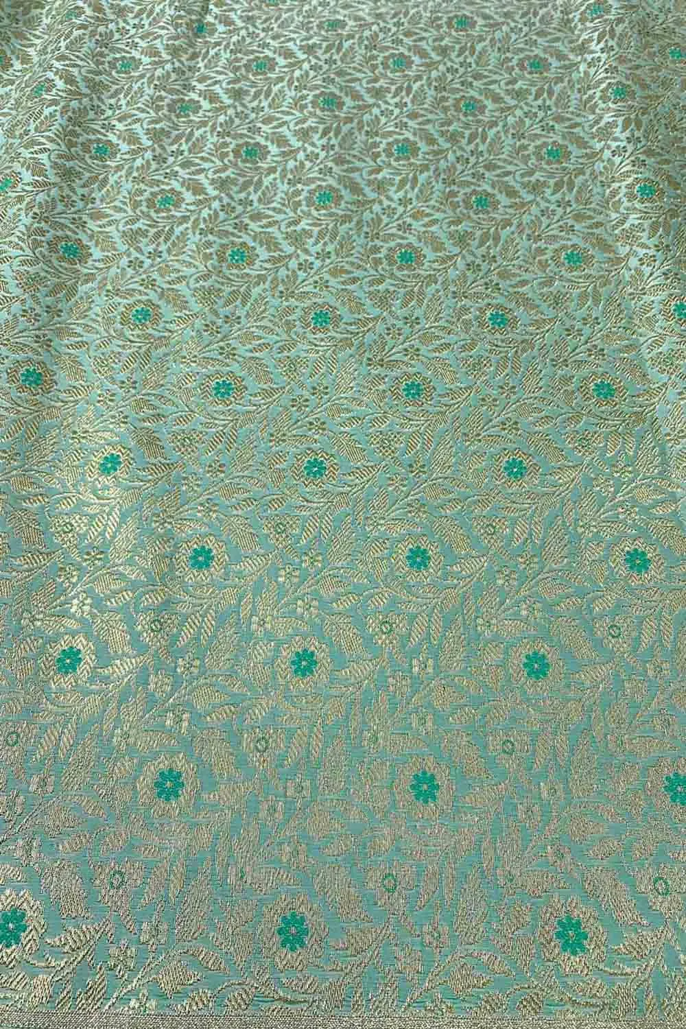 Blue Banarasi Brocade Silk Fabric ( 2.5 Mtr )