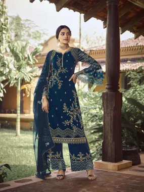 Blue Colour Heavy Georgette Partywear Dress