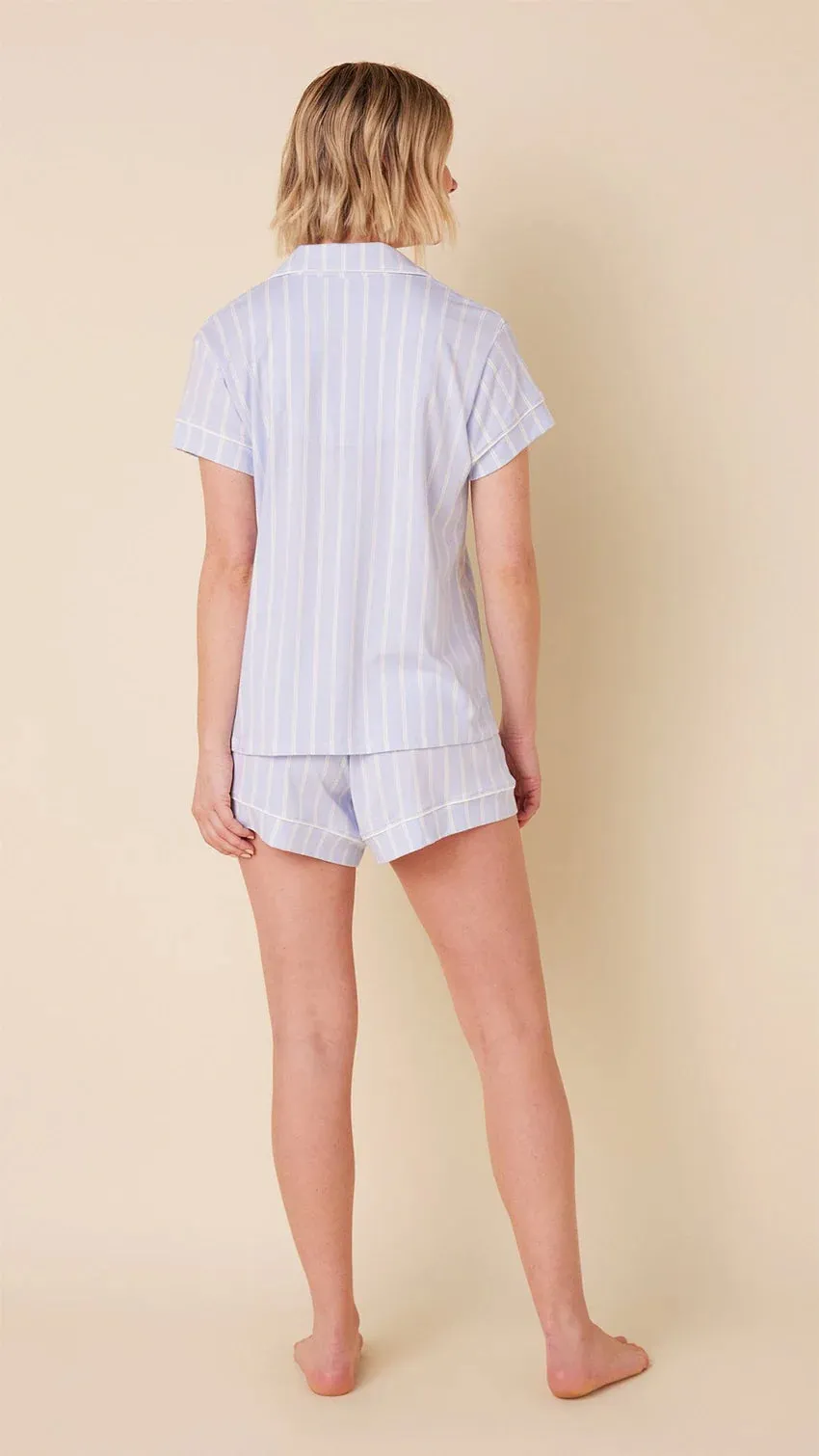 Blue Heritage Stripe Pima Knit Short Pajama Set