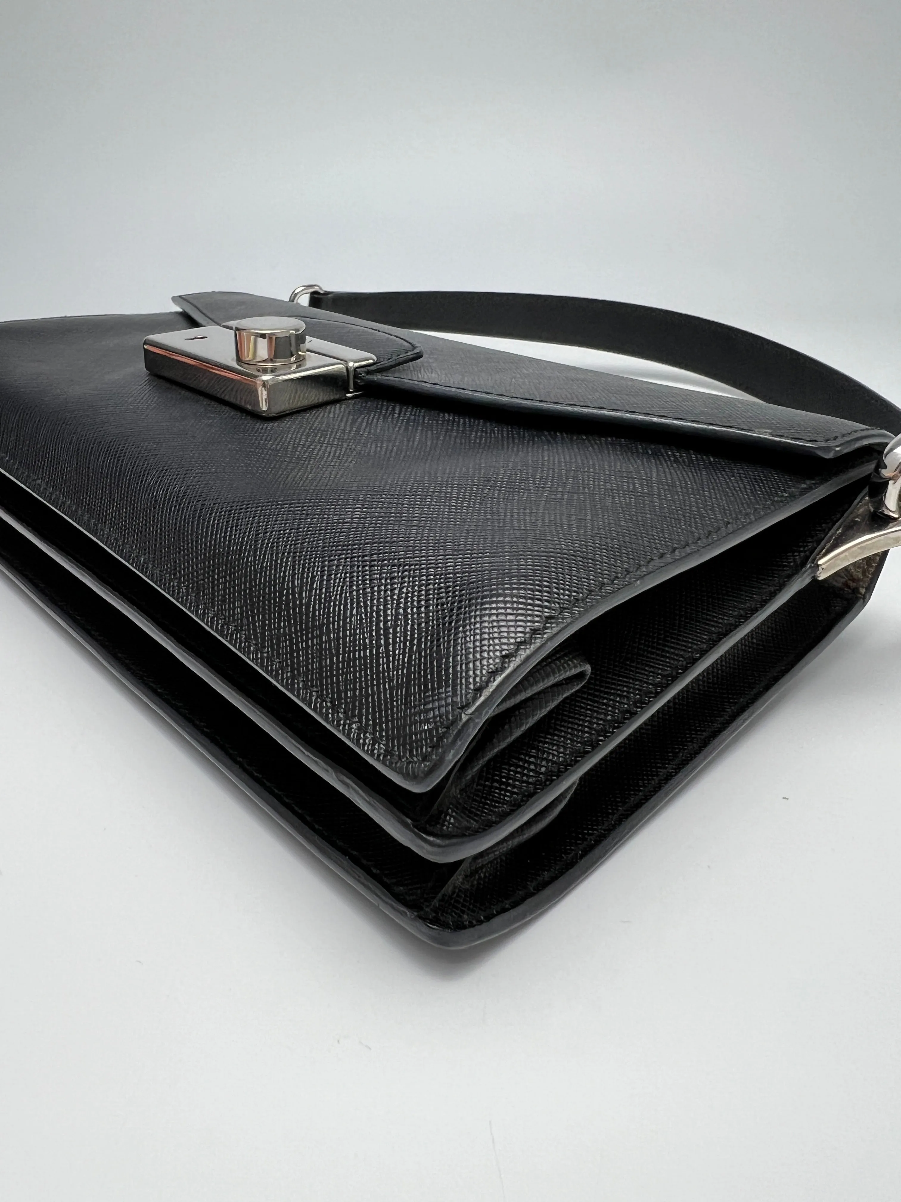 BN0924 Nero Saffiano Lux Leather Crossbody Bag