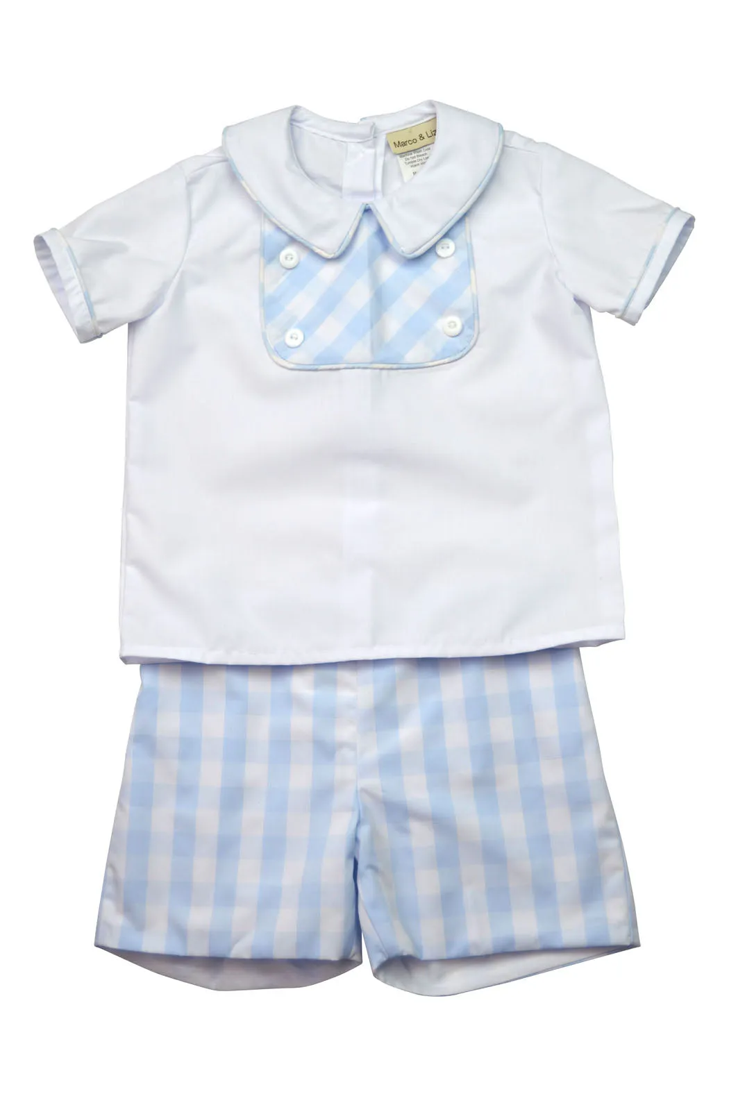 Boy's Light Blue Checks Short Set