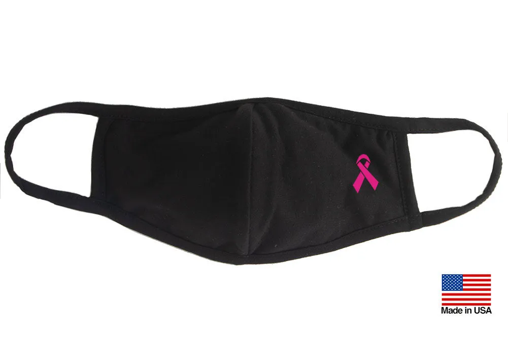 Breast Cancer Ribbon Reusable Washable Cotton Face Masks - Made in USA