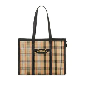 Burberry Bag Link 1983 House Check Shoulder Black Coated Canvas Tote