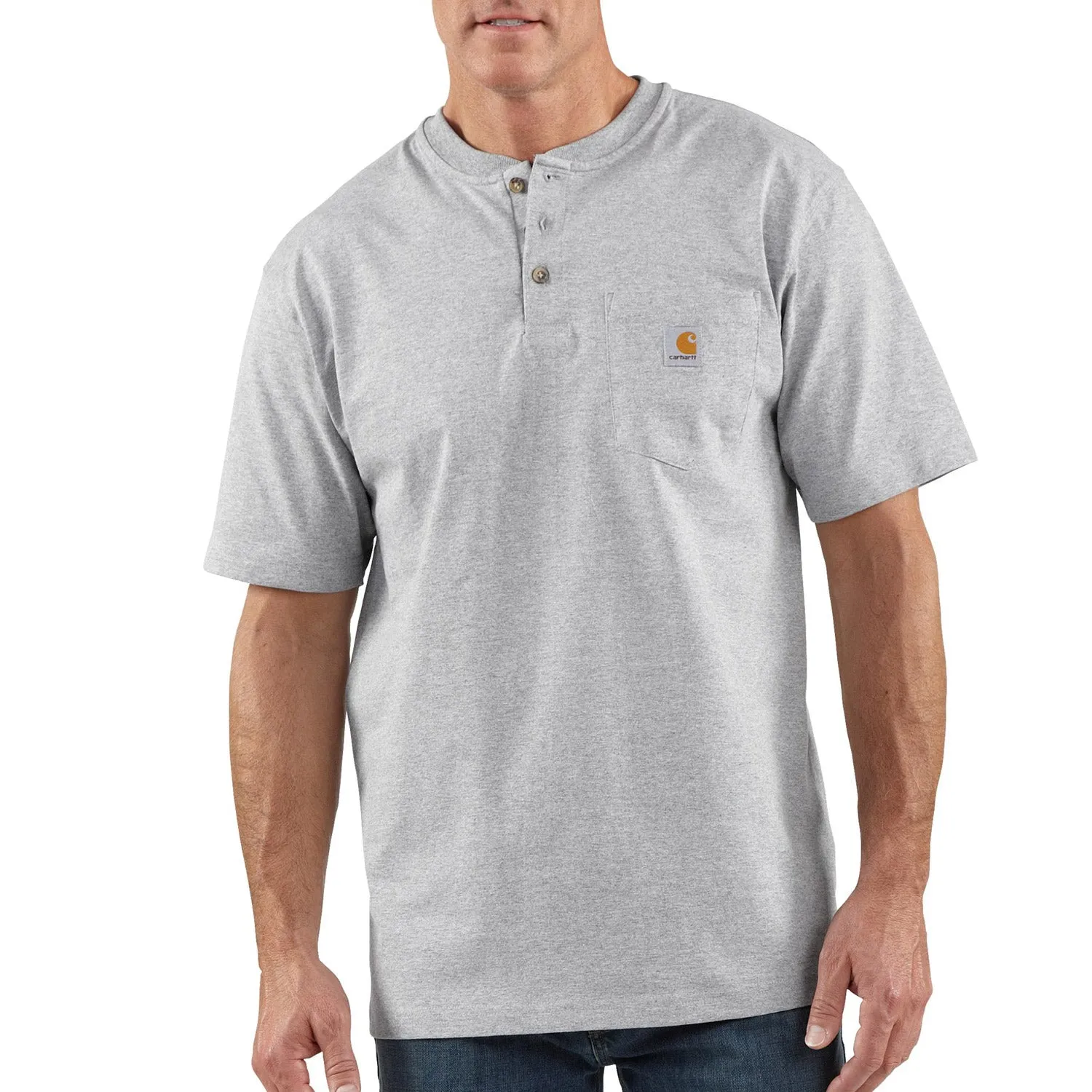 Carhartt Men's Short Sleeve Pocket Henley_Heather Grey