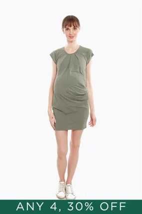 Cattee Short Sleeve Nursing Dress Olive Green