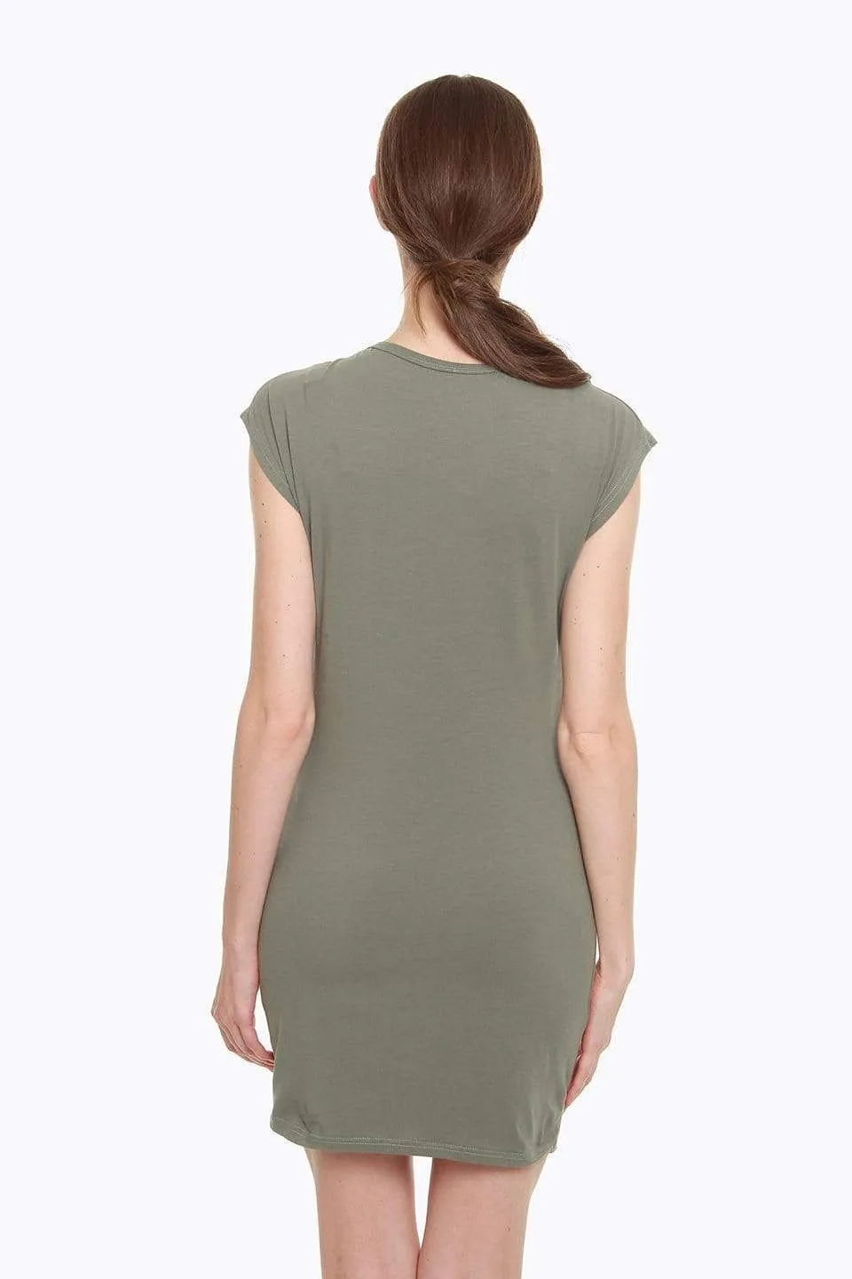 Cattee Short Sleeve Nursing Dress Olive Green