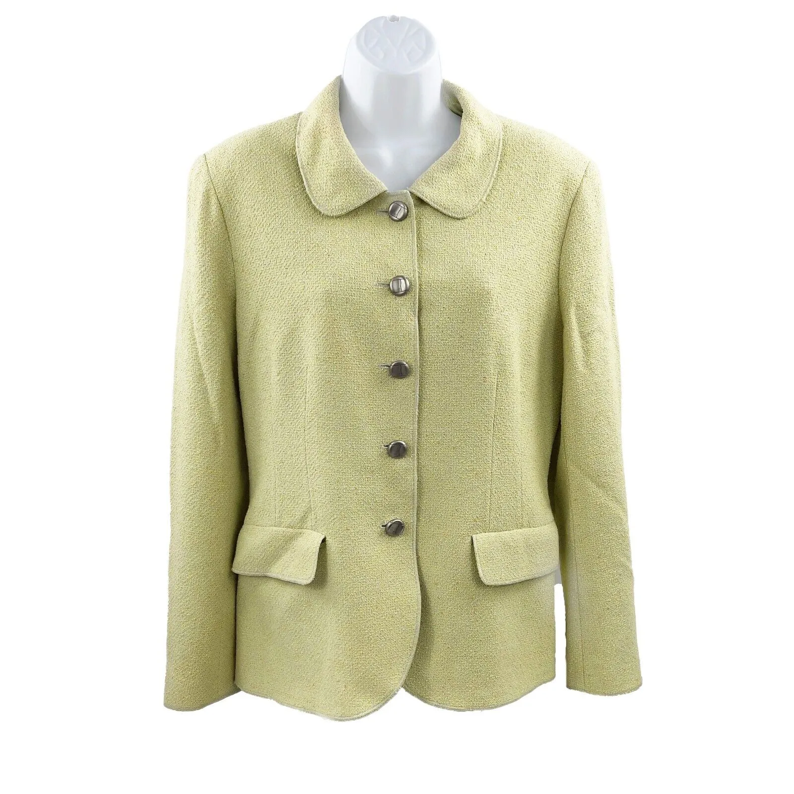 Chanel Vintage 98P Blazer Single Breasted Pastel Chartreuse Lime Green 42 US 10