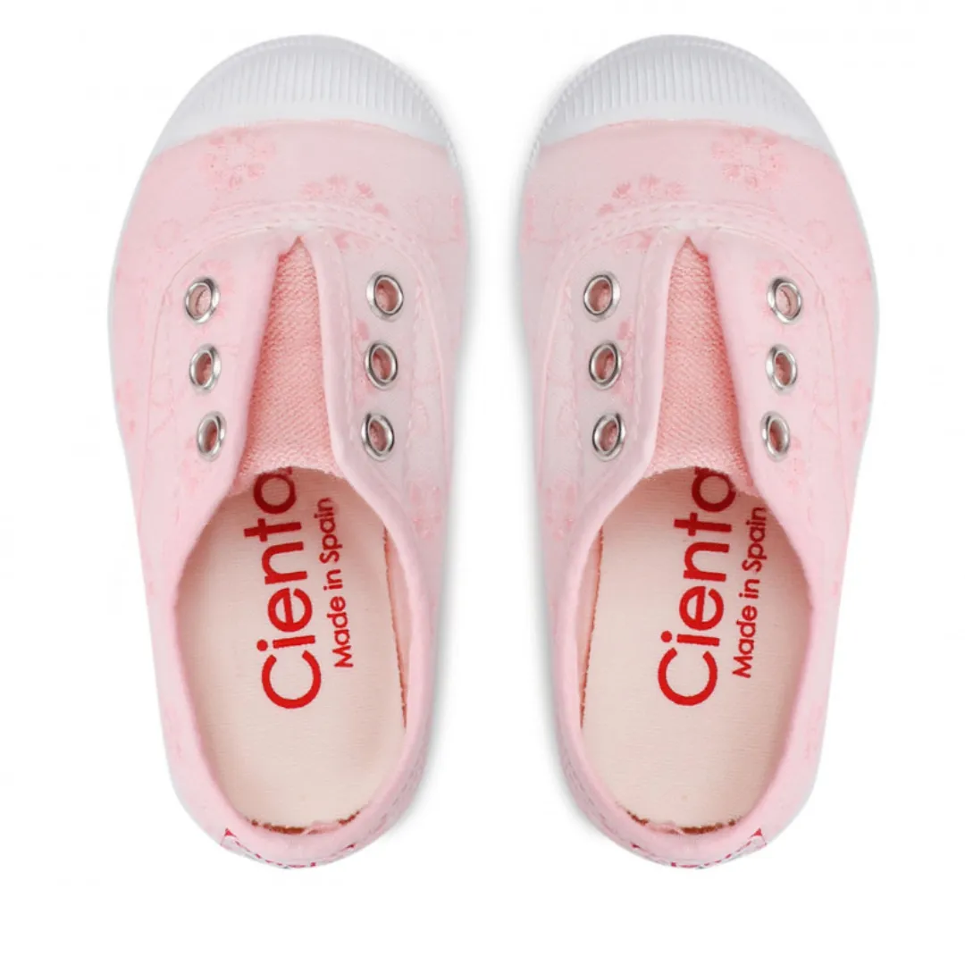 Cienta Embroidered Toecap Pink粉色提花Toecap帆布鞋 (EU22-40)