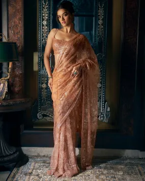 Copper Sequin Sari Set