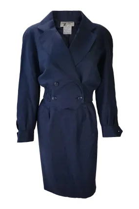 COURREGES Vintage Navy Blue Cropped Jacket Pencil Skirt Suit (US 00)