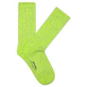 Crackle Sock - Neon Yellow/Reflective