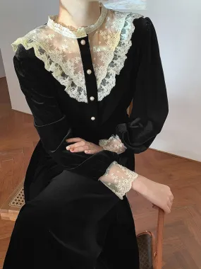 Dark Edwardian Velvet Dress