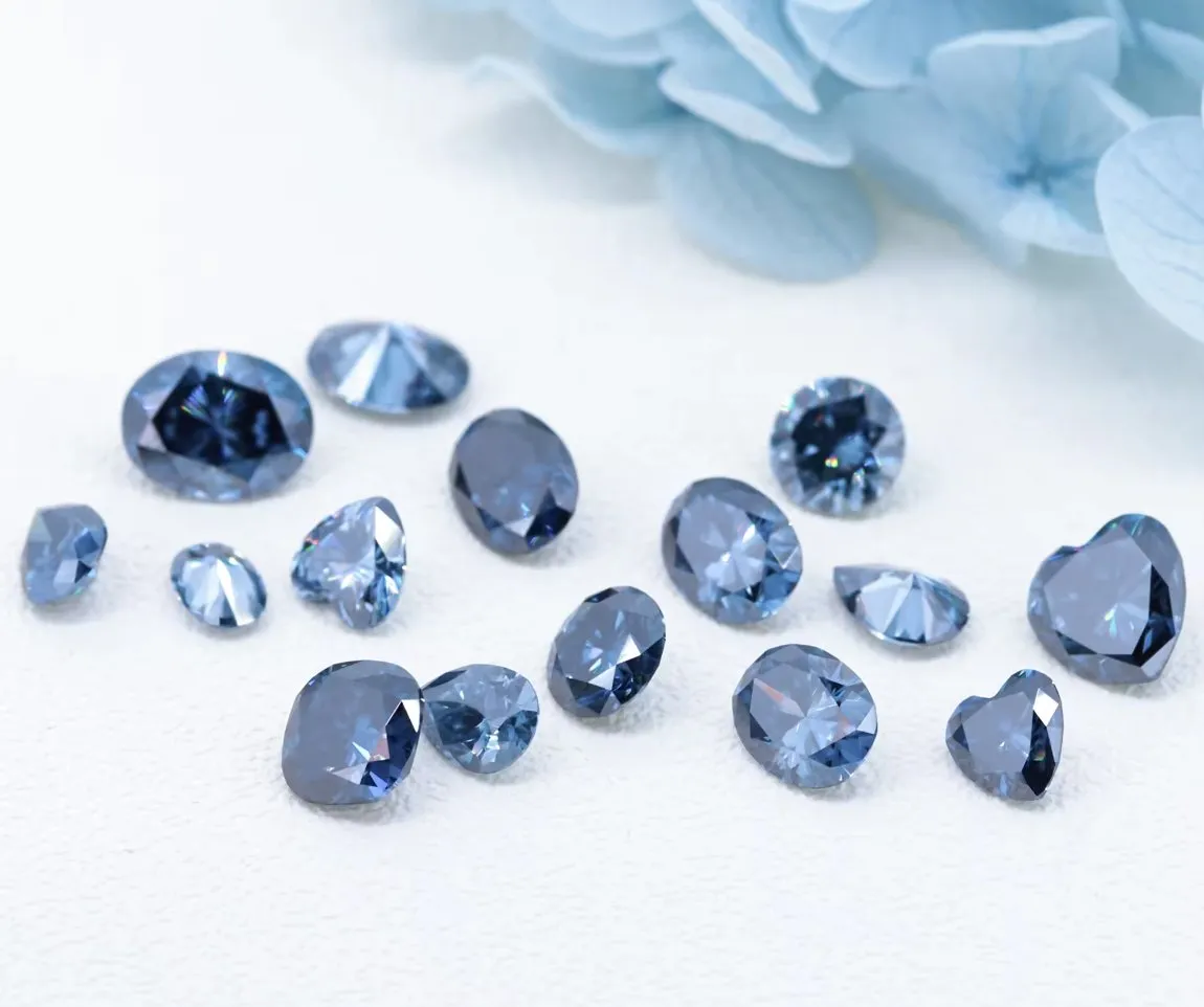 Deep Blue Heart Cut Moissanite Stones