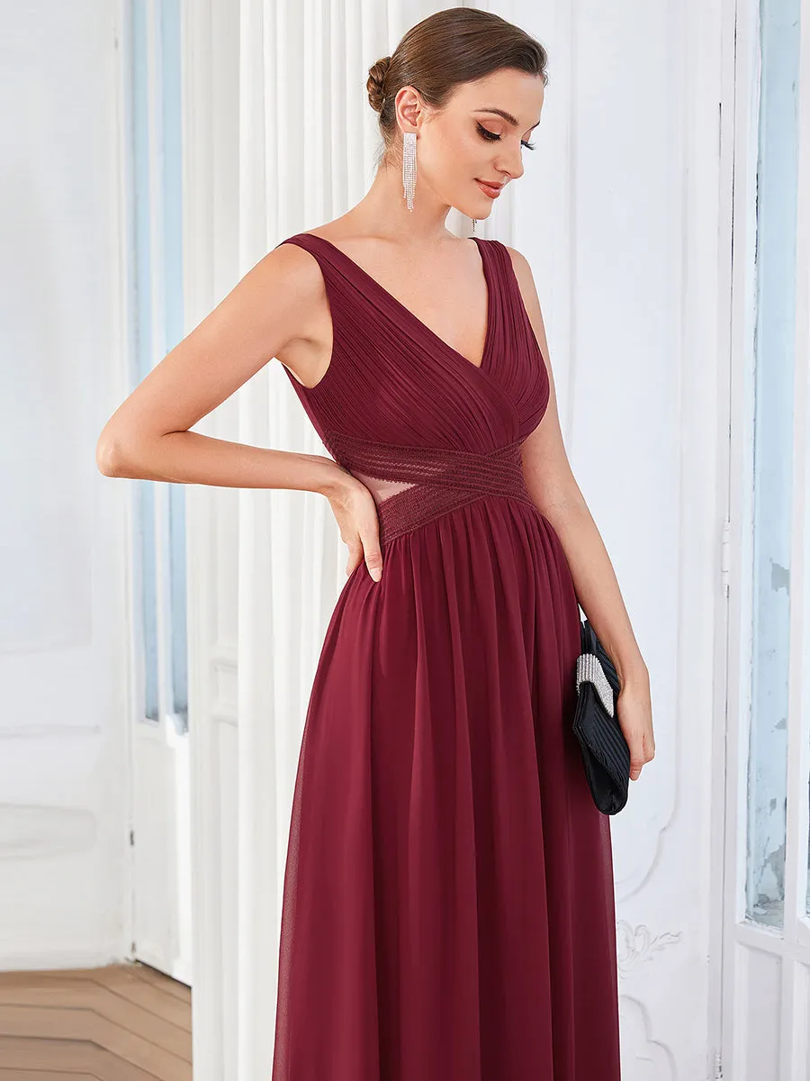 Deep V Neck A Line Strapless Hollow Out Wholesale Evening Dresses