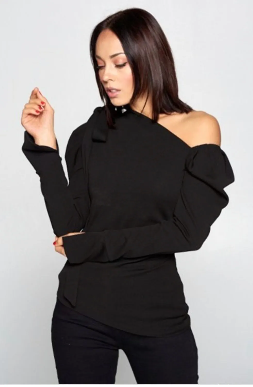 Drama Queendom Puffy Off Shoulder Long Sleeve Top - PREORDER