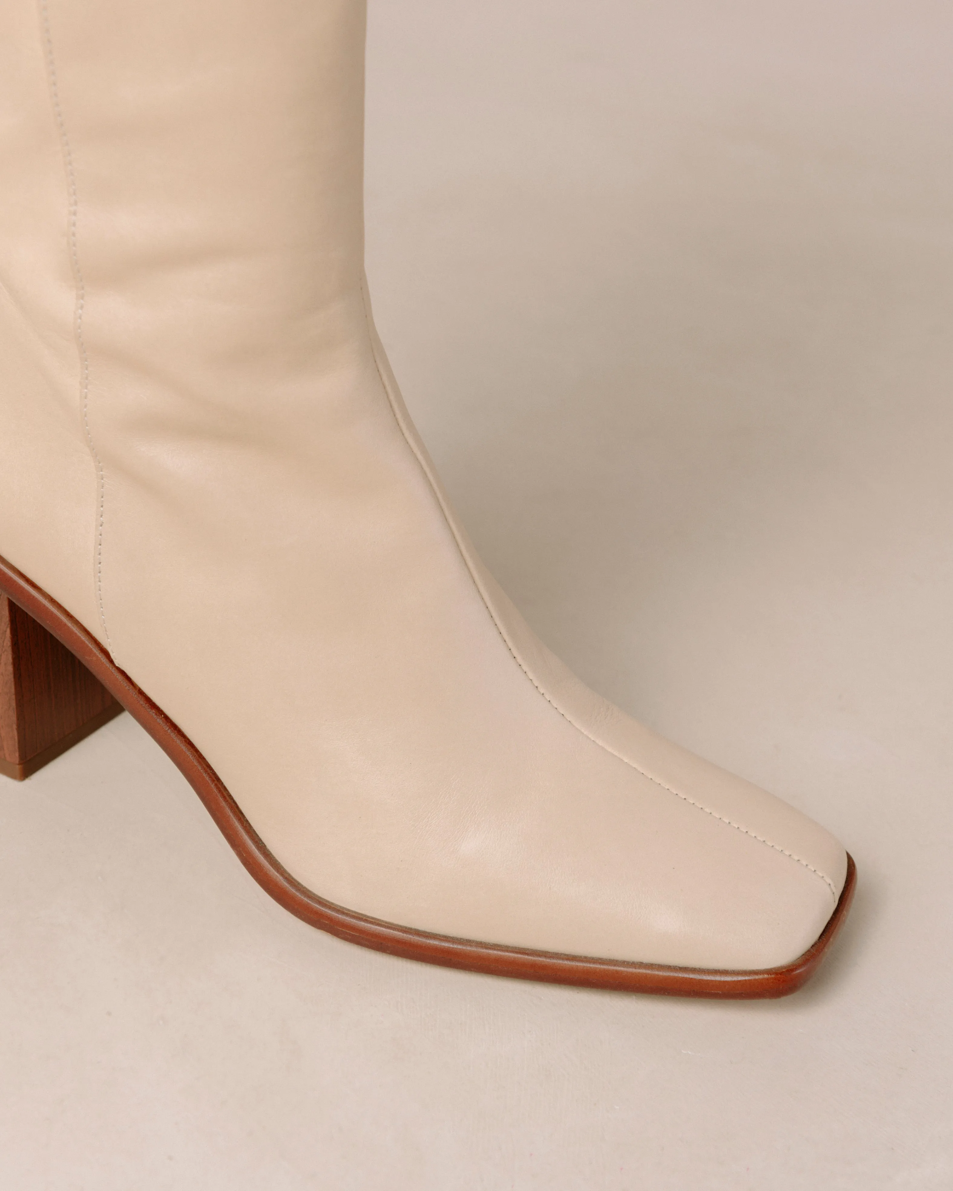 East Cream Leather Boots